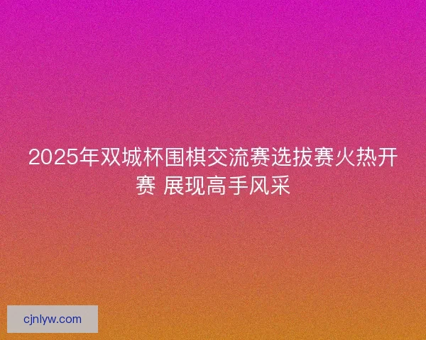 2025年双城杯围棋交流赛选拔赛火热开赛 展现高手风采