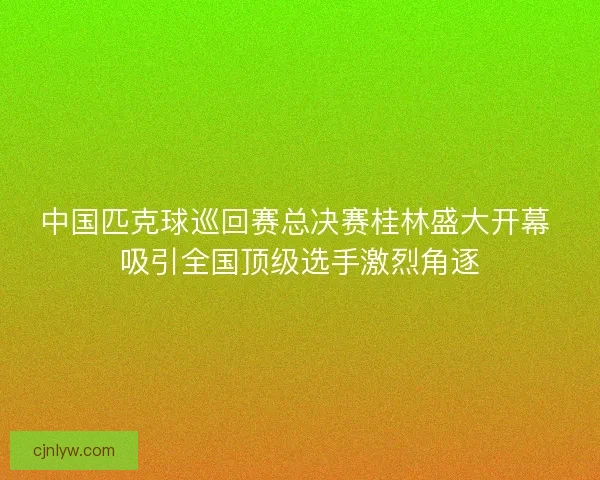 中国匹克球巡回赛总决赛桂林盛大开幕 吸引全国顶级选手激烈角逐