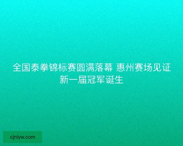 全国泰拳锦标赛圆满落幕 惠州赛场见证新一届冠军诞生